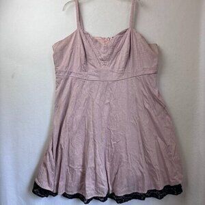 Torrid Dress women 26 pink black‎ polka dots lace spaghetti straps lace pin up